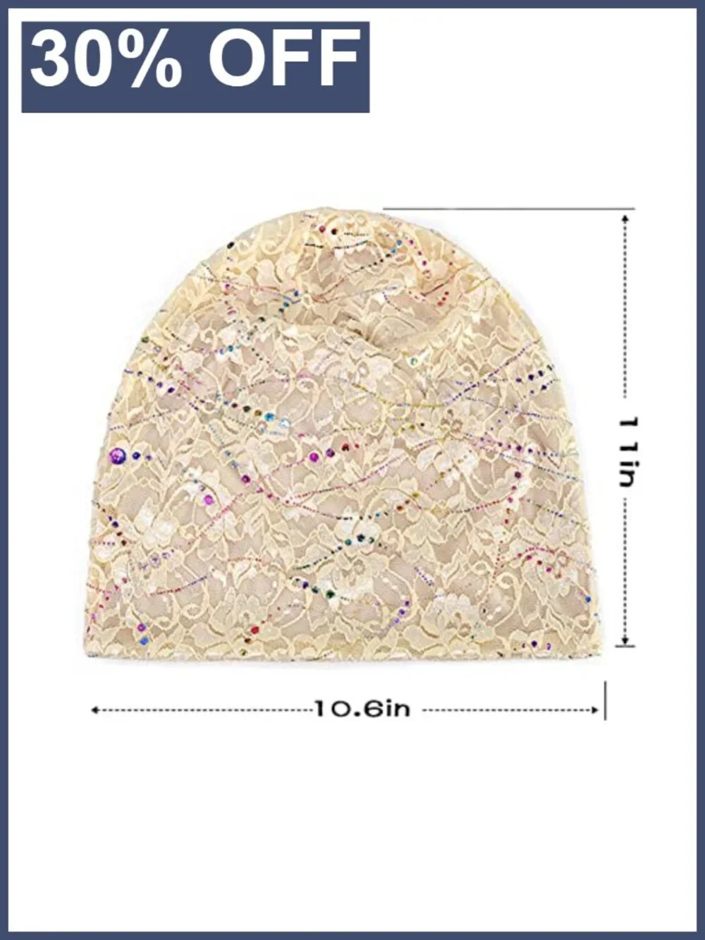 Lace Cotton Slouchy Beanie Hat Scarf 2pk Sleep Cap Chemo Headwear
